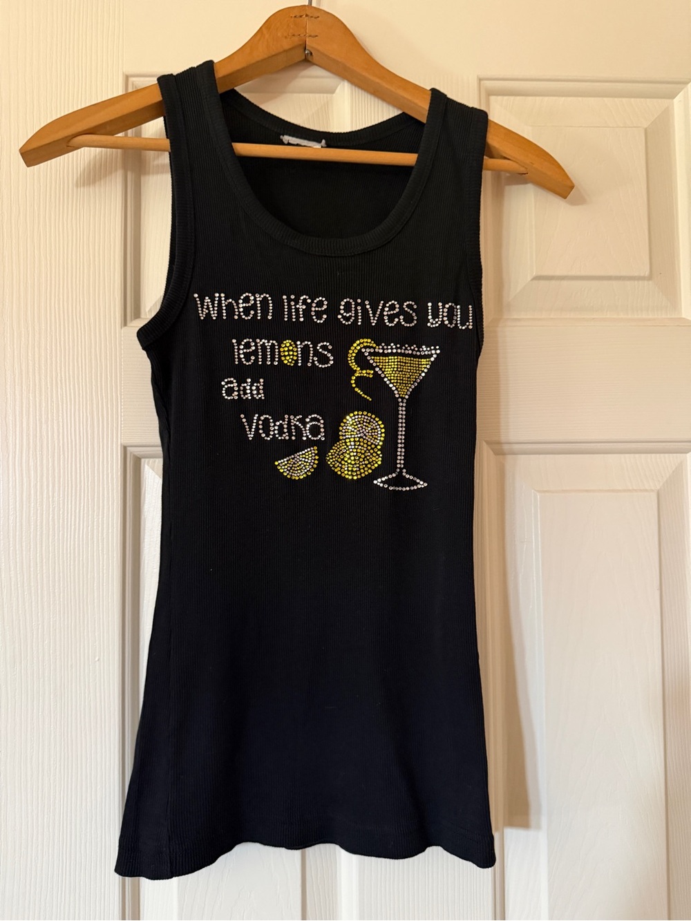 Black Rhinestone Tank Top - When Life Gives You Lemons